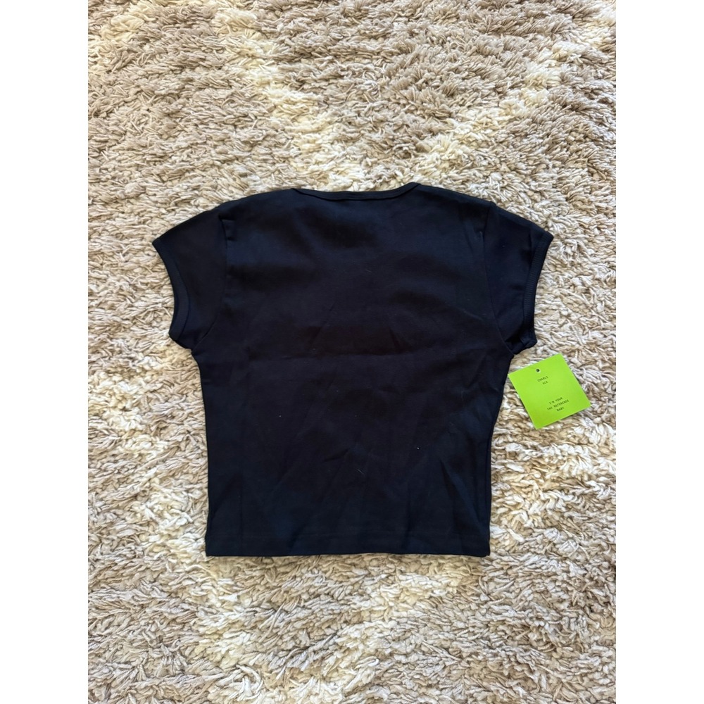Charli XCX Brat Tour Merch Black Baby Tee Crop Top Small NWT - Picture 2 of 5